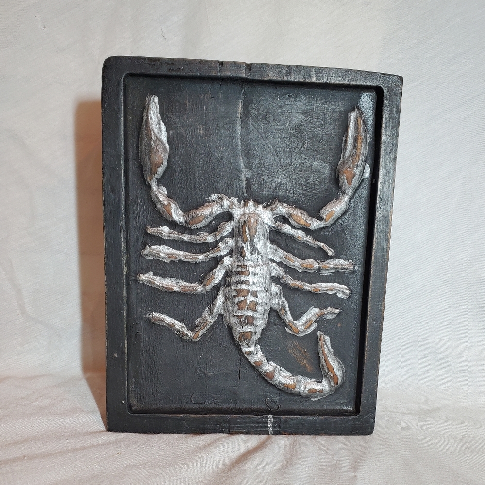 Wooden scorpion book decor block